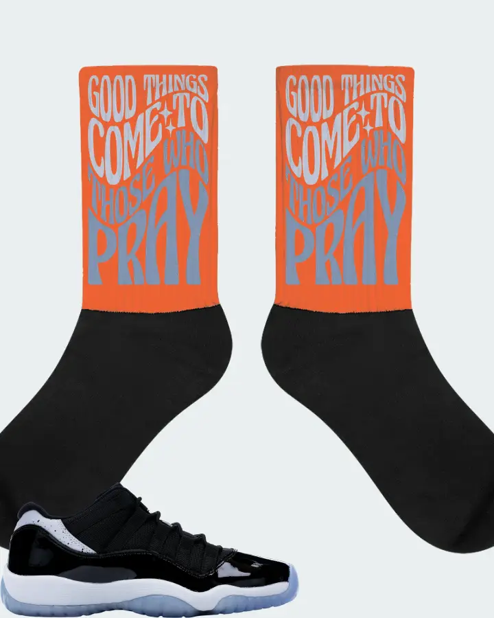 Jordan 11 Retro Low Sneaker Matching Orange Socks - Good Things Come To Those Who Pray