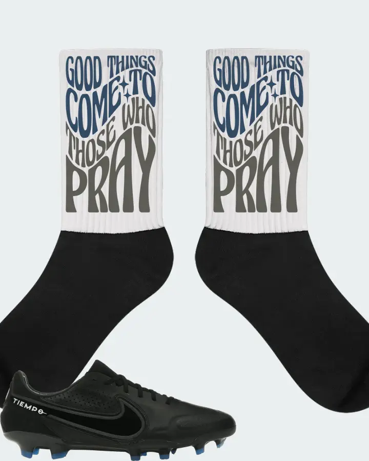 Nike Tiempo Legend 9 Elite FG Sneaker Matching White Socks - Good Things Come To Those Who Pray