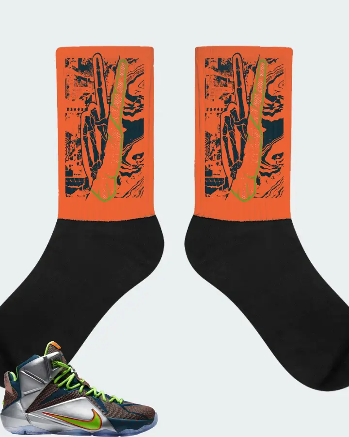Nike LeBron 12 Sneaker Matching Orange Socks - Peace of mind