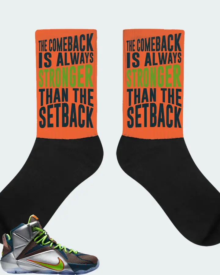 Nike LeBron 12 Sneaker Matching Orange Socks - The Comeback