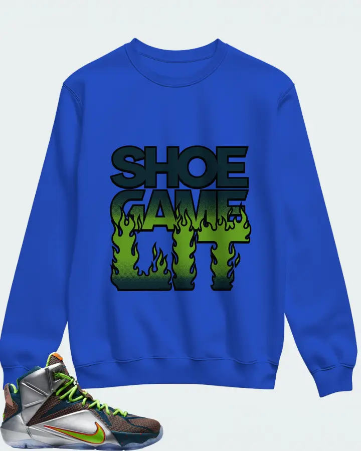 Nike LeBron 12 Sneaker Matching Royal Blue Sweatshirt - Shoe Game Lit Refreshed