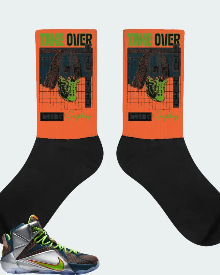 Nike LeBron 12 Sneaker Matching Orange Socks - Take Over