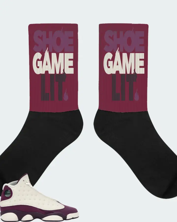 Jordan 13 Retro Sneaker Matching Maroon Socks - Shoe Game Lit Classic