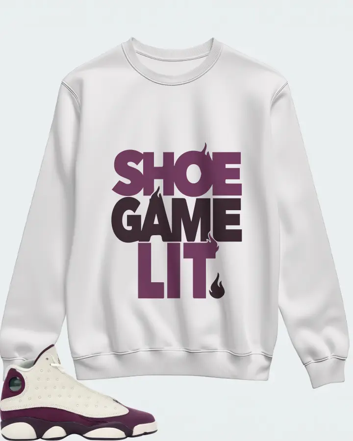 Jordan 13 Retro Sneaker Matching White Sweatshirt - Shoe Game Lit Classic