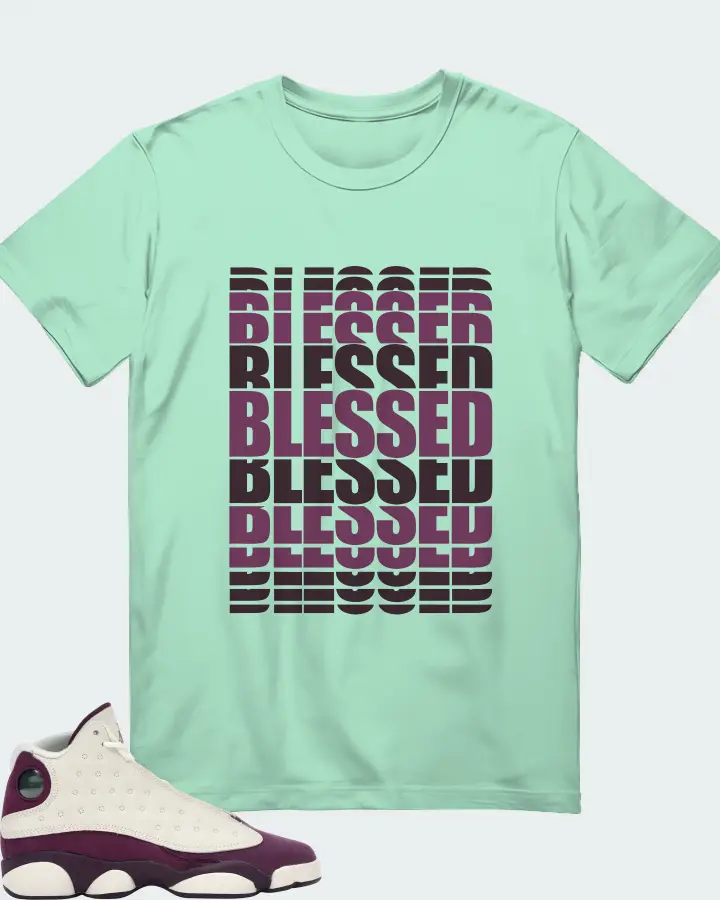 Jordan 13 Retro Sneaker Matching Mint T-Shirt - BLESSED Many Times