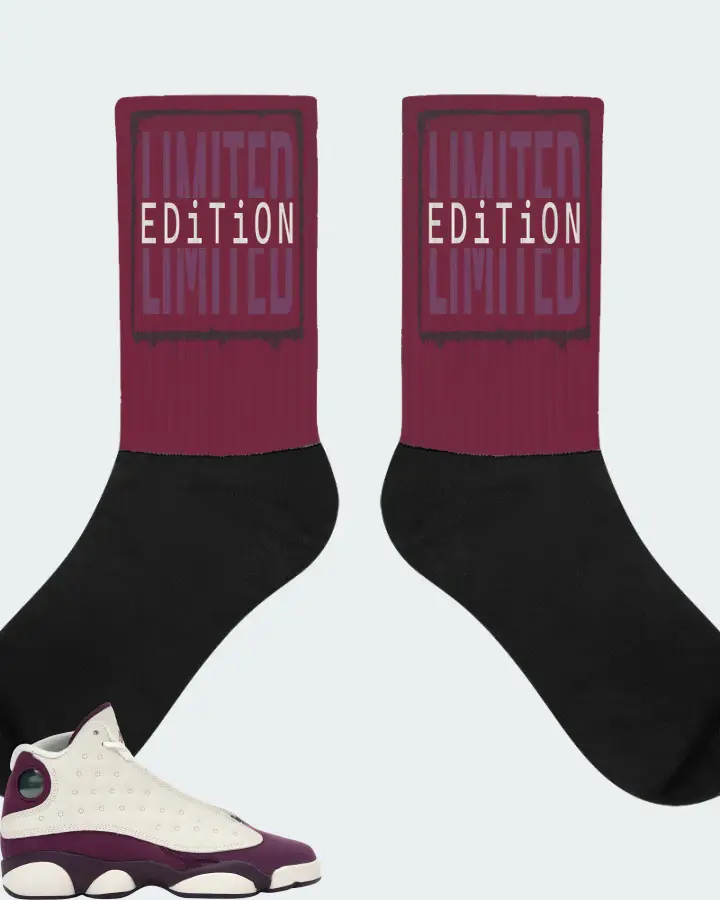 Jordan 13 Retro Sneaker Matching Maroon Socks - LIMITED EDITION