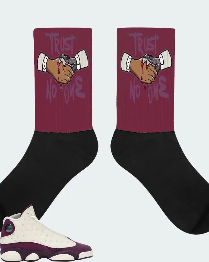 Jordan 13 Retro Sneaker Matching Maroon Socks - Trust No One