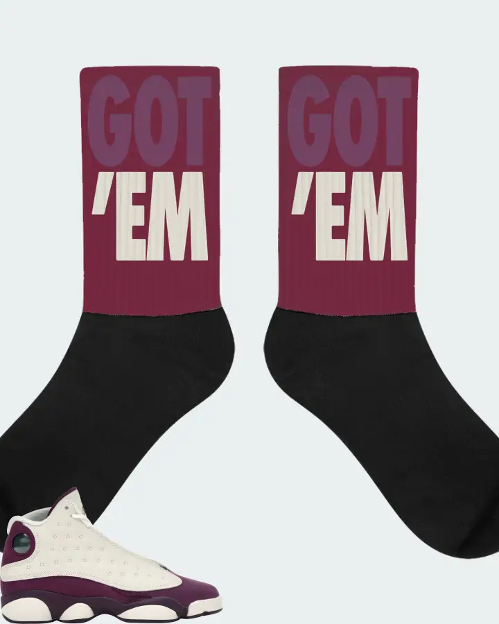 Jordan 13 Retro Sneaker Matching Maroon Socks - Got Em