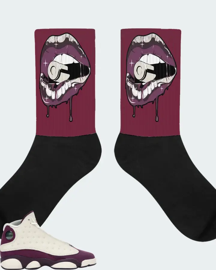 Jordan 13 Retro Sneaker Matching Maroon Socks - Kiss of Death