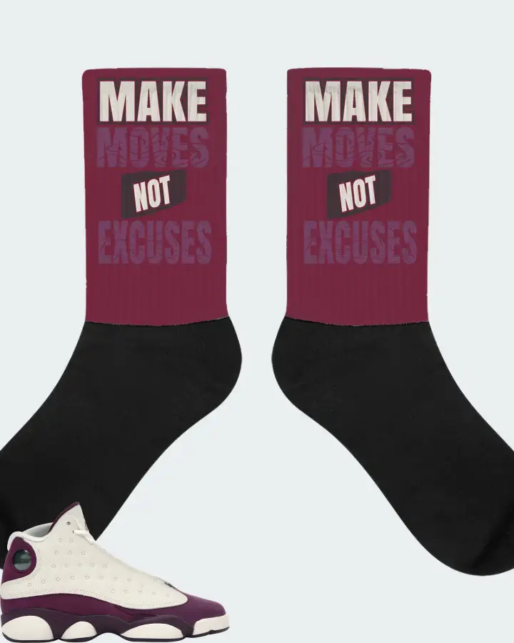 Jordan 13 Retro Sneaker Matching Maroon Socks - Make Moves Not Excuses