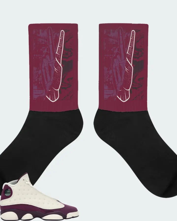 Jordan 13 Retro Sneaker Matching Maroon Socks - Peace of mind