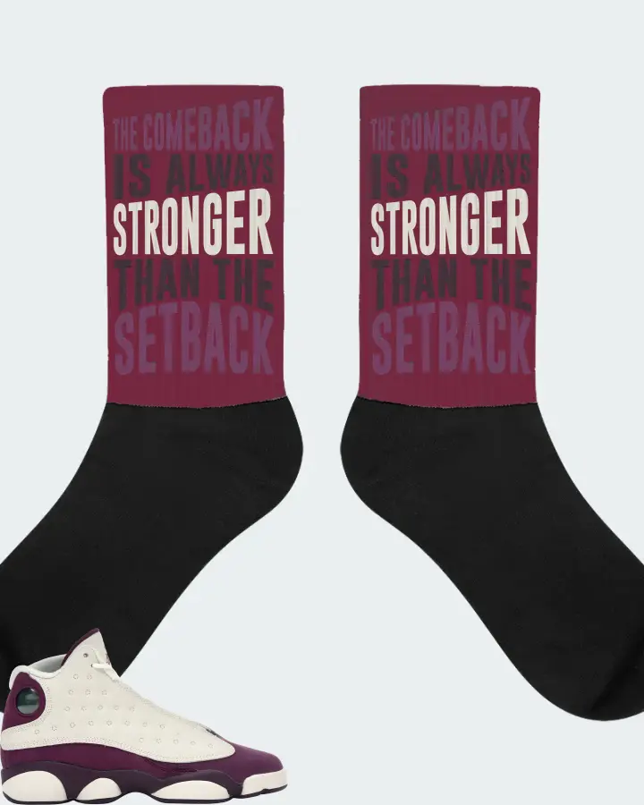 Jordan 13 Retro Sneaker Matching Maroon Socks (The Comeback) - View 1