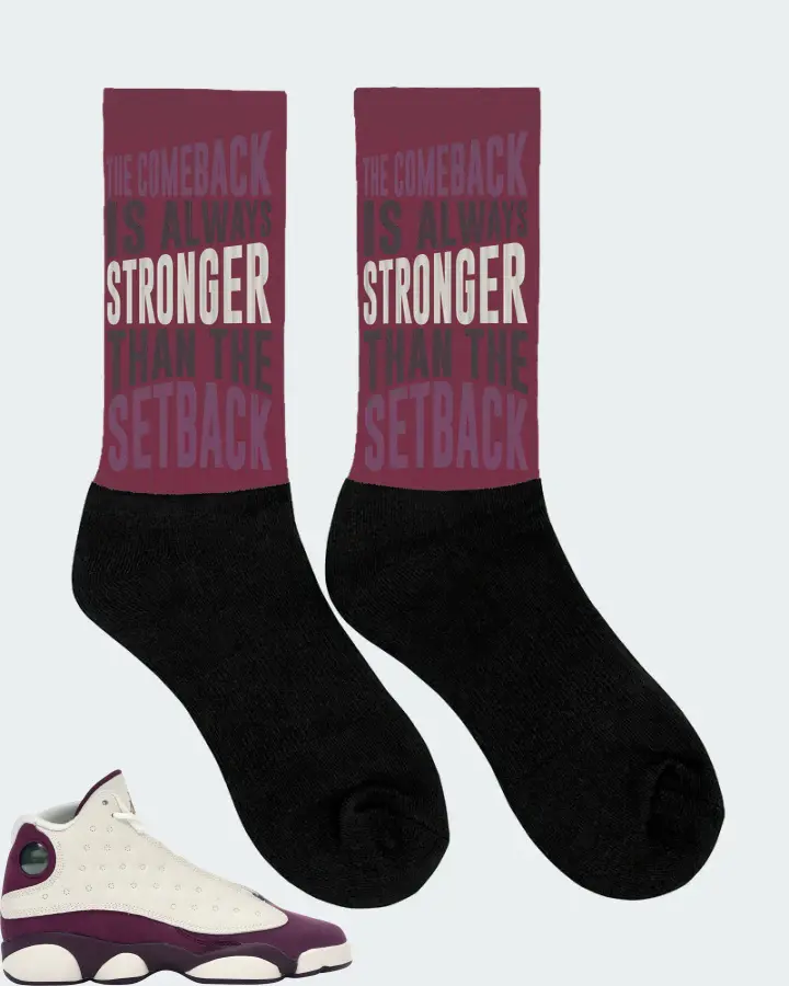 Jordan 13 Retro Sneaker Matching Maroon Socks (The Comeback) - View 2