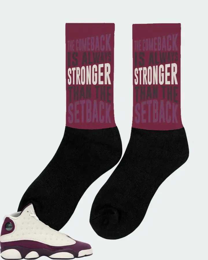 Jordan 13 Retro Sneaker Matching Maroon Socks (The Comeback) - View 3