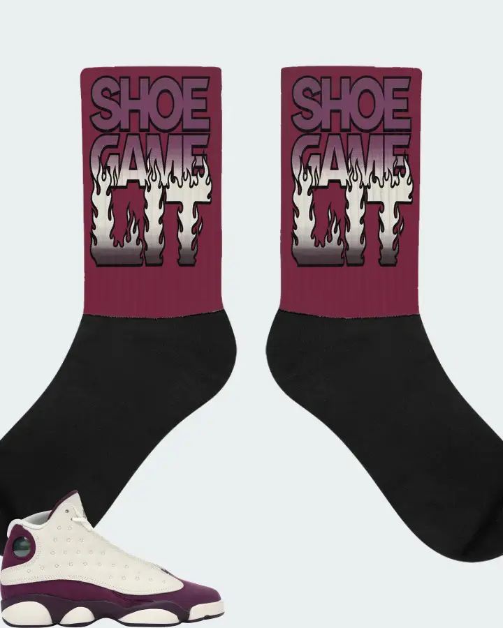 Jordan 13 Retro Sneaker Matching Maroon Socks - Shoe Game Lit Refreshed