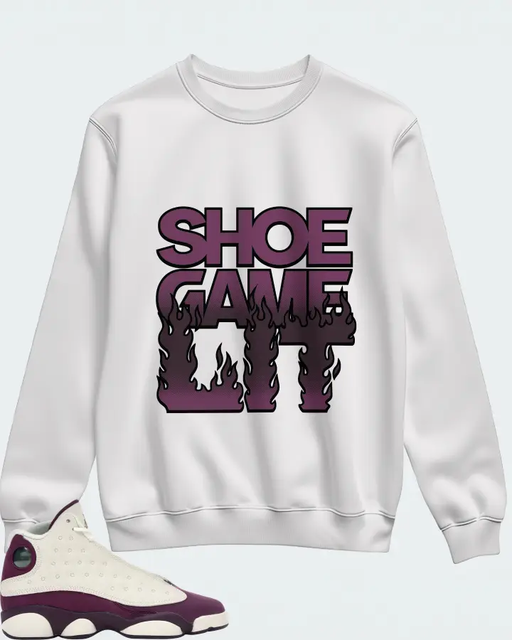 Jordan 13 Retro Sneaker Matching White Sweatshirt - Shoe Game Lit Refreshed