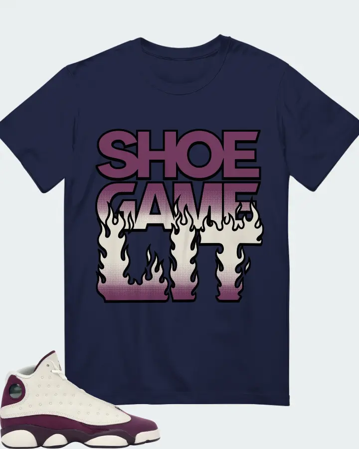 Jordan 13 Retro Sneaker Matching Navy T-Shirt - Shoe Game Lit Refreshed