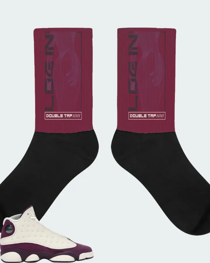 Jordan 13 Retro Sneaker Matching Maroon Socks (LOGIN) - View 1