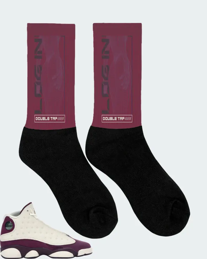 Jordan 13 Retro Sneaker Matching Maroon Socks (LOGIN) - View 2
