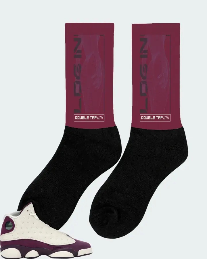 Jordan 13 Retro Sneaker Matching Maroon Socks (LOGIN) - View 3