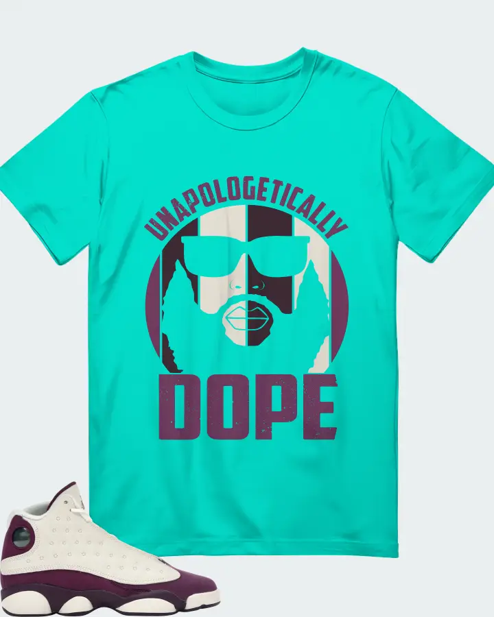 Jordan 13 Retro Sneaker Matching Teal T-Shirt - UNAPOLOGETICALLY DOPE Man