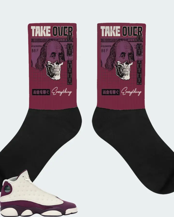 Jordan 13 Retro Sneaker Matching Maroon Socks - Take Over