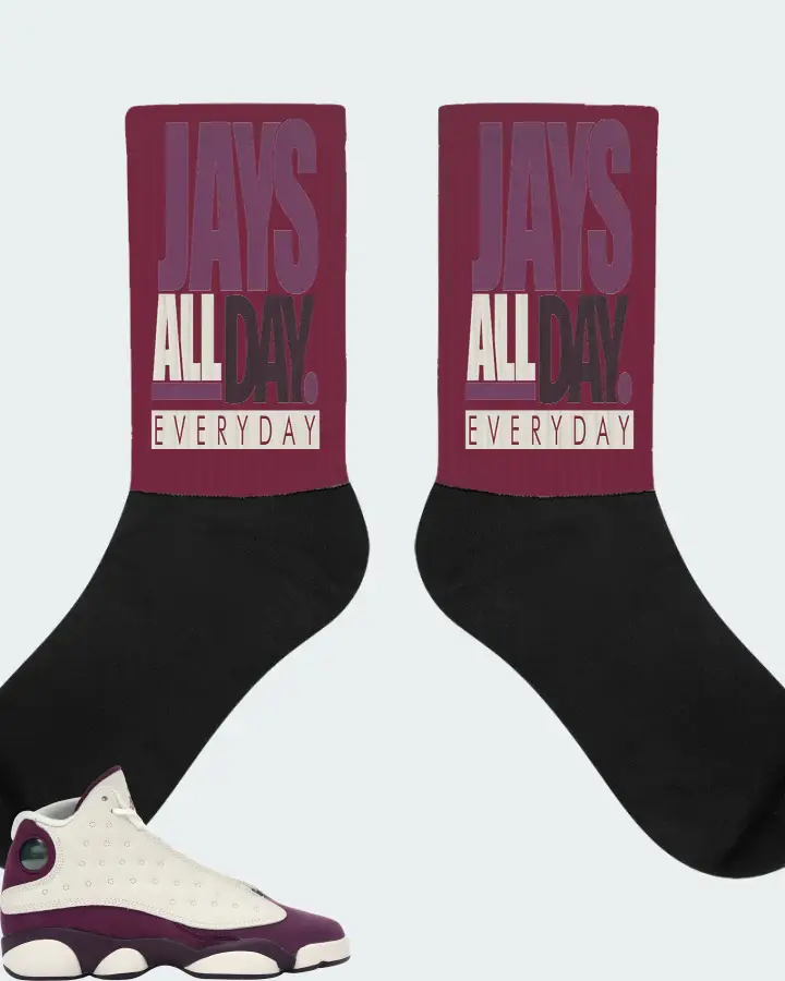 Jordan 13 Retro Sneaker Matching Maroon Socks - Jays All Day