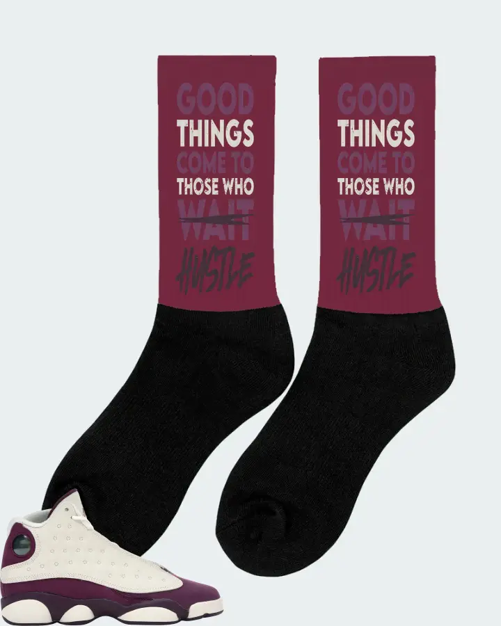 Jordan 13 Retro Sneaker Matching Maroon Socks (Good Things Come) - View 3