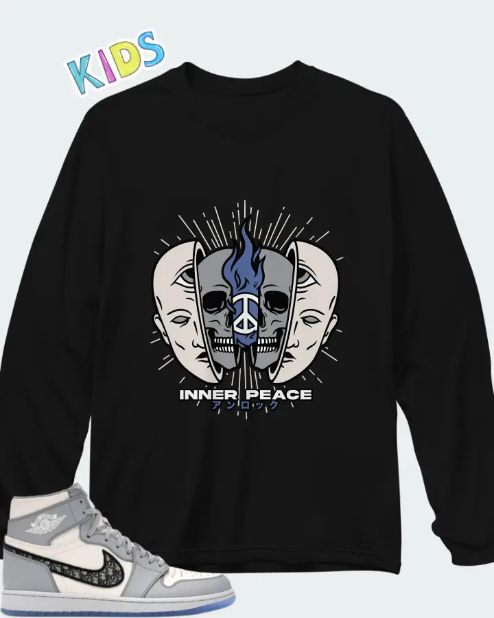 Air Jordan Rising High 2 Wolf Grey Matching Kid's Long Sleeve T-Shirt