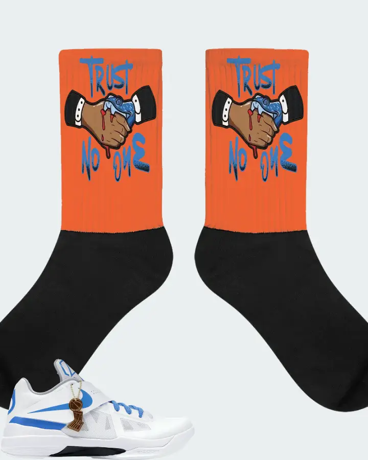 Nike KD 4 Sneaker Matching Orange Socks - Trust No One