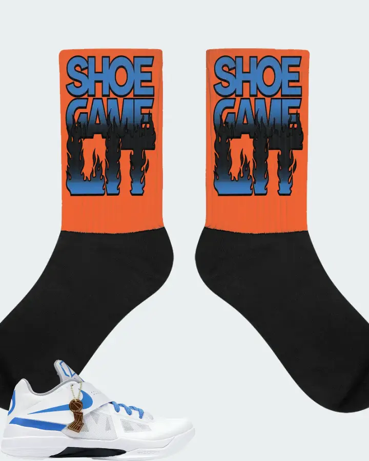 Nike KD 4 Sneaker Matching Orange Socks - Shoe Game Lit Refreshed