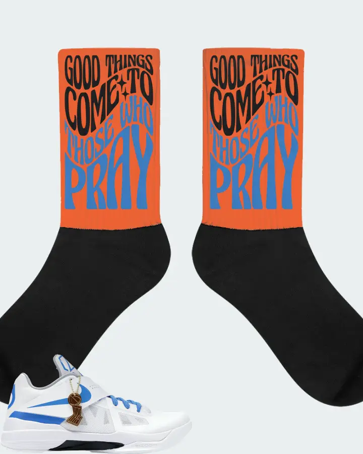 Nike KD 4 Sneaker Matching Orange Socks - Good Things Come To Those Who Pray