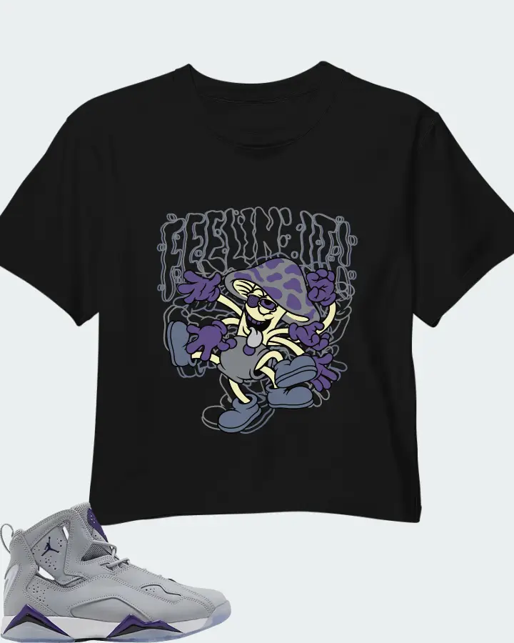 Air Jordan True Flight Wolf Grey Purple Matching Crop Top