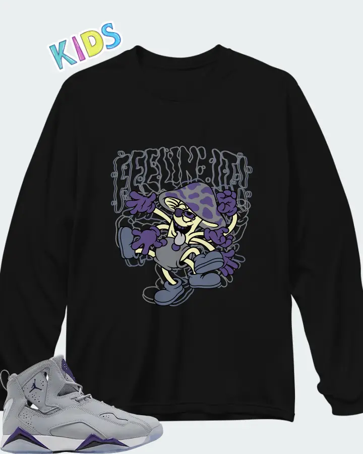 Air Jordan True Flight Wolf Grey Purple Matching Kid's Long Sleeve T-Shirt