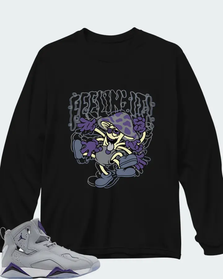 Air Jordan True Flight Wolf Grey Purple Matching Long Sleeve T-Shirt