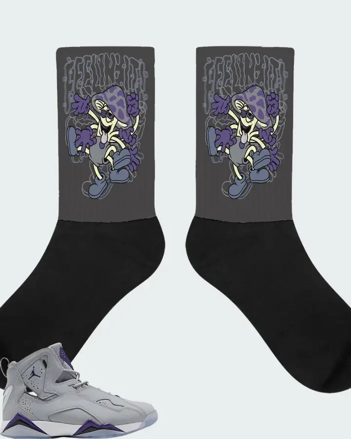 Air Jordan True Flight Wolf Grey Purple Matching Socks