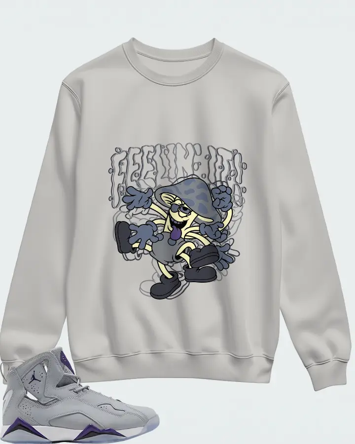 Air Jordan True Flight Wolf Grey Purple Matching Sweatshirt
