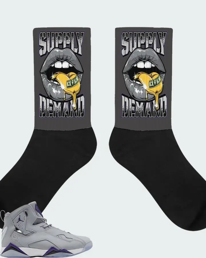 Air Jordan True Flight Wolf Grey Purple Matching Socks