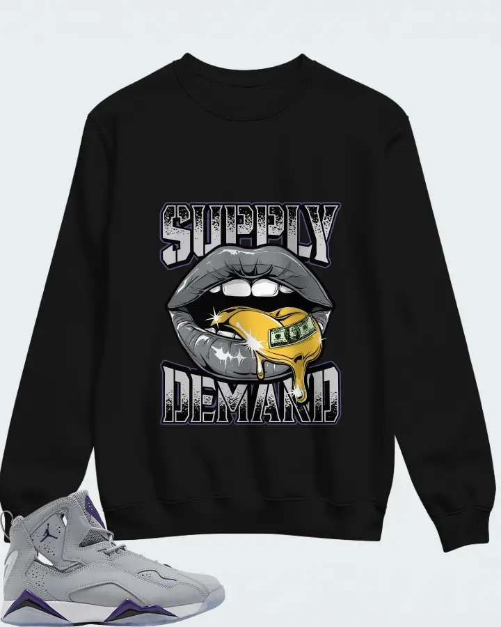 Air Jordan True Flight Wolf Grey Purple Matching Sweatshirt
