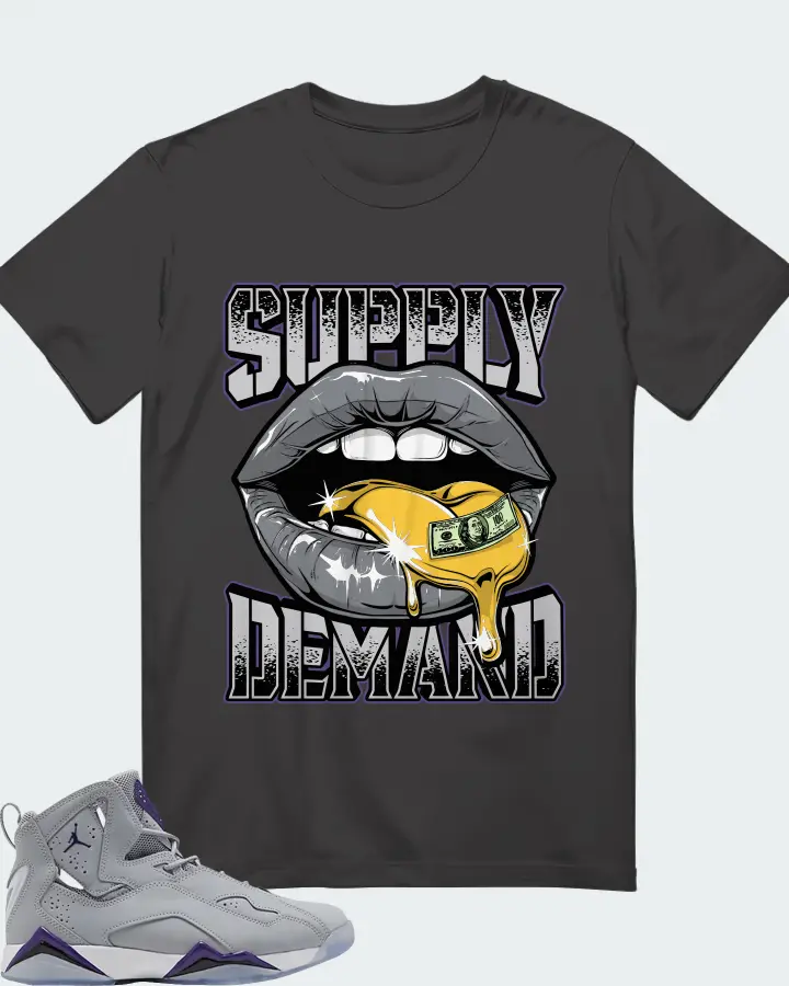 Air Jordan True Flight Wolf Grey Purple Matching T-Shirt