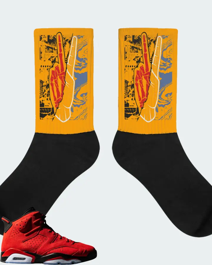 Jordan 6 Retro Sneaker Matching Gold Socks - Peace of mind