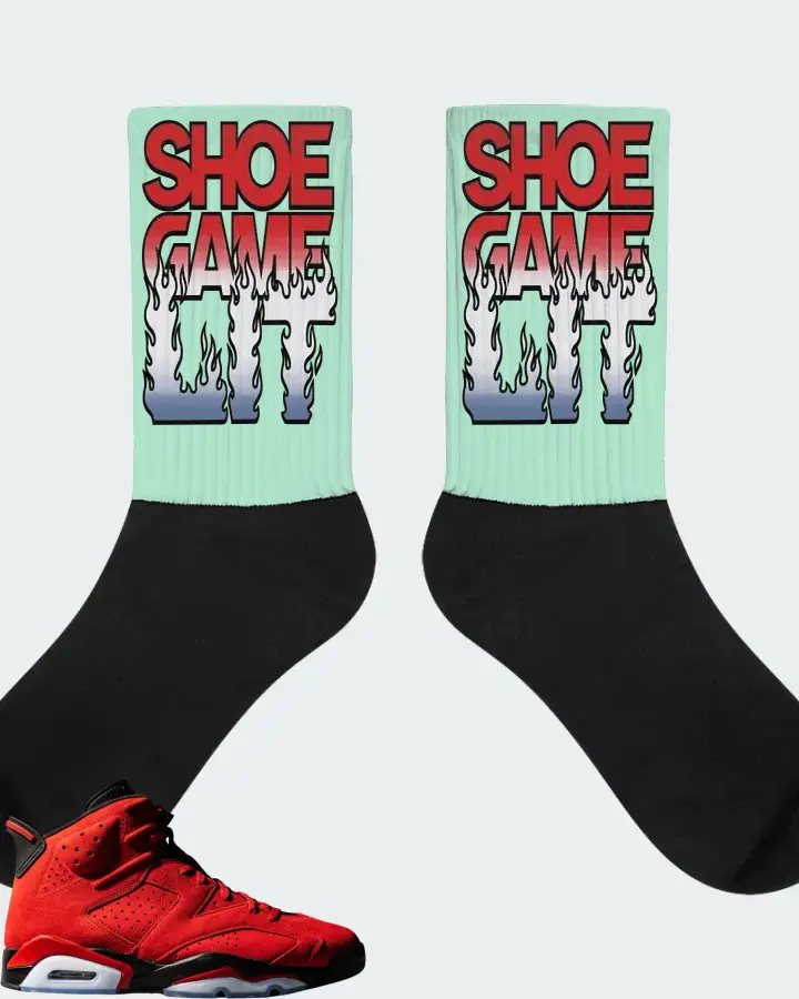 Jordan 6 Retro Sneaker Matching Mint Socks - Shoe Game Lit Refreshed
