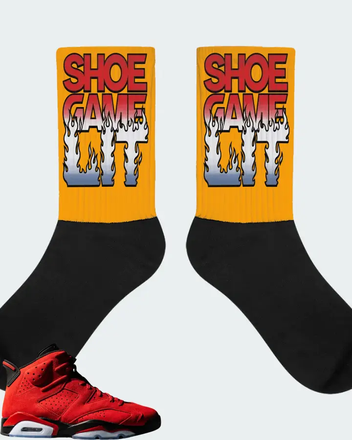 Jordan 6 Retro Sneaker Matching Gold Socks - Shoe Game Lit Refreshed