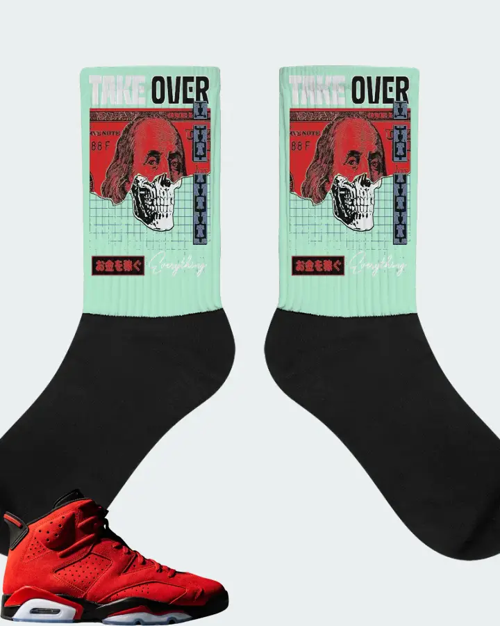 Jordan 6 Retro Sneaker Matching Mint Socks - Take Over