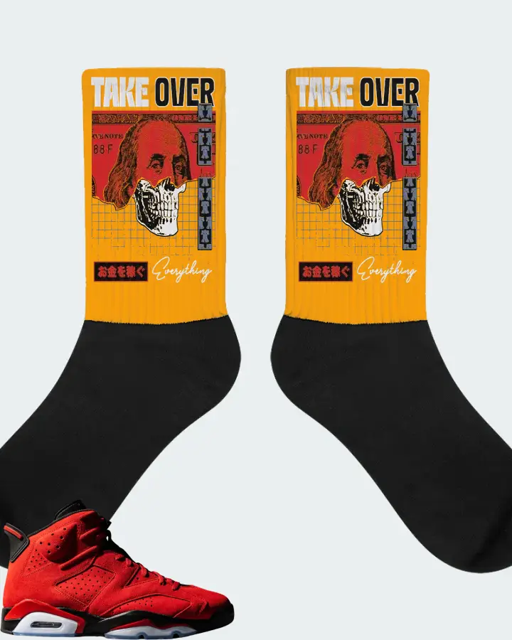 Jordan 6 Retro Sneaker Matching Gold Socks - Take Over