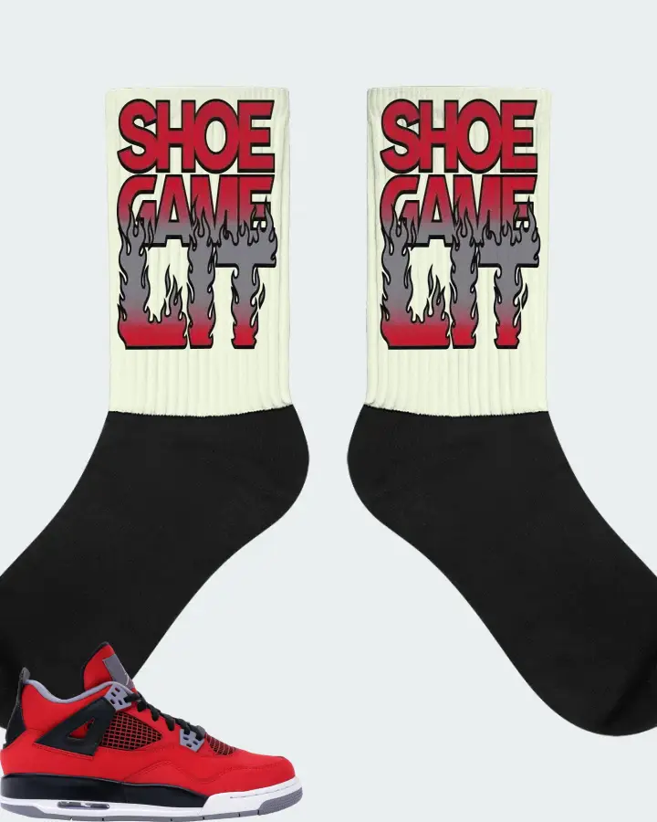Jordan 4 Retro Sneaker Matching Citron Socks - Shoe Game Lit Refreshed
