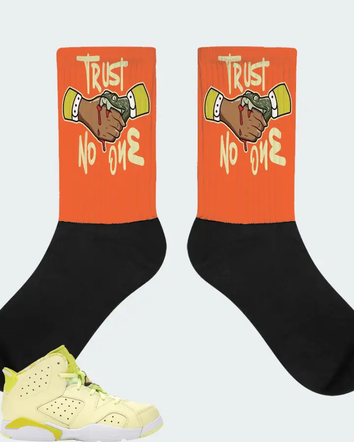 Jordan 6 Retro Sneaker Matching Orange Socks - Trust No One