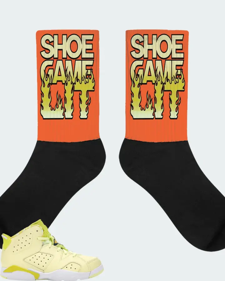 Jordan 6 Retro Sneaker Matching Orange Socks - Shoe Game Lit Refreshed