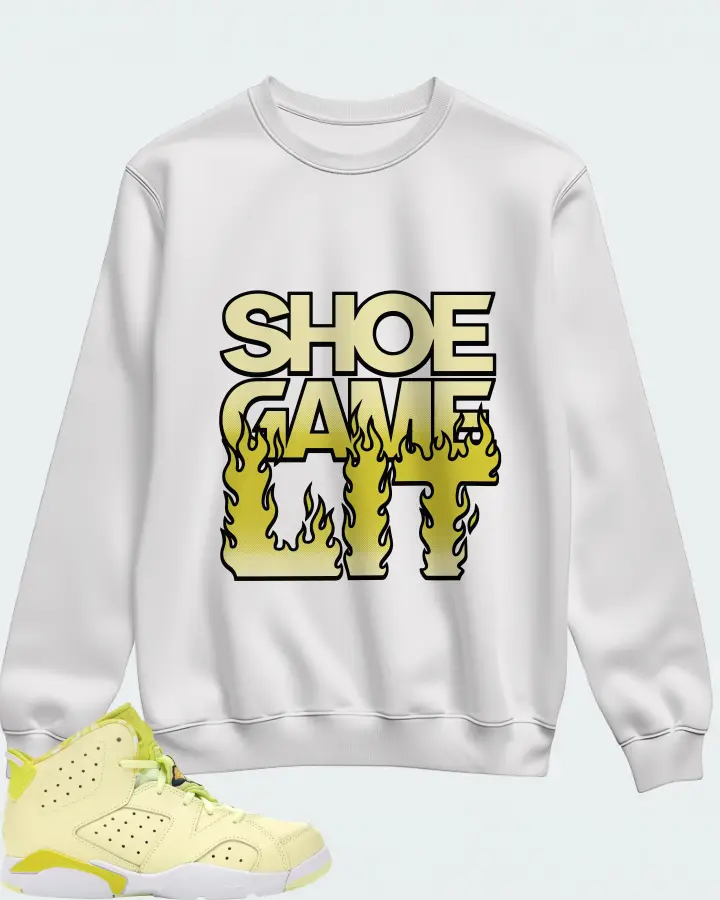Jordan 6 Retro Sneaker Matching White Sweatshirt - Shoe Game Lit Refreshed