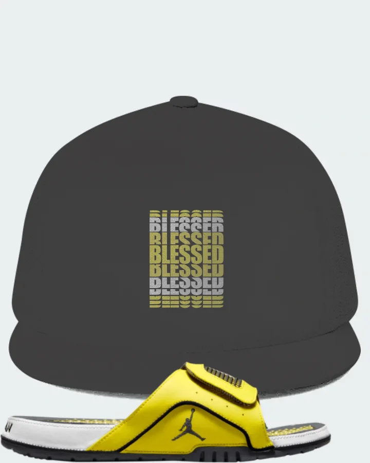 Jordan Hydro Slide 4 Sneaker Matching Dark Grey Hat - BLESSED Many Times